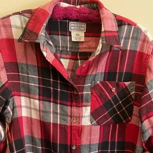 Arizona Vintage Red & White Plaid Flannel Sz Small